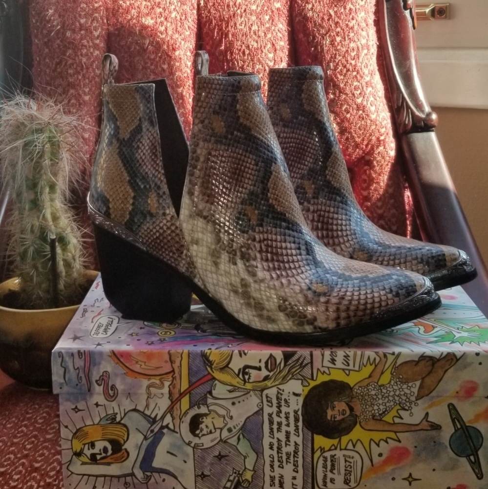 Jeffery Campbell Snakeskin Cromwell Booties